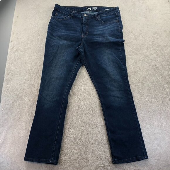 Lee Womens Jeans Size 14M Regular Fit Straight Leg Mid Rise Blue Denim Casual - Picture 14 of 15